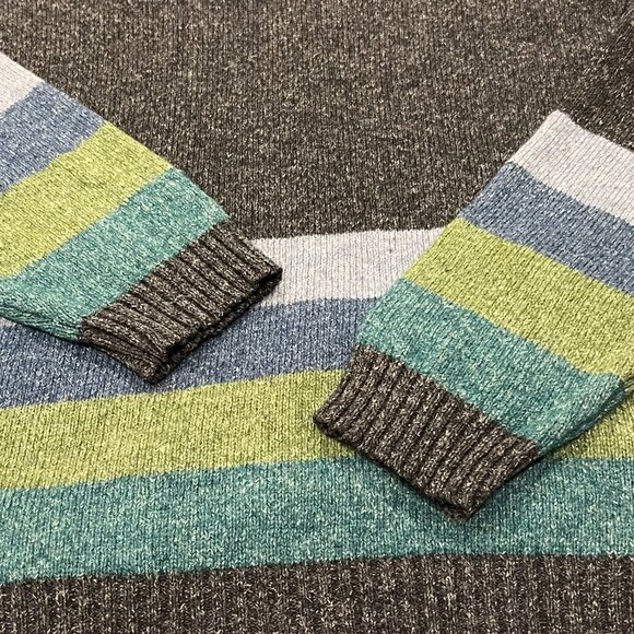 J Crew Vintage Wool Linen Striped V-neck Sweater, Gray, XL - Picture 5 of 8